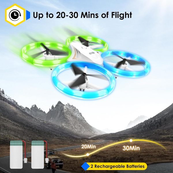 Drones for Kids, RC Drone with Cool Led Lights Mini Remote Control Beginner Drone Indoor Outdoor RC Quadcopter with 3D Flip and 2 Rechargeable Battery Flying Toys Gift for Boys Girls - Image 4