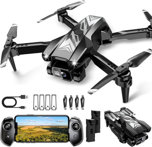 Mini Drone with Camera for Kids Adults-1080P FPV Camera Foldable Drone with Stable Altitude Hold, Gestures Selfie, Waypoint Fly, Auto-Follow, 3D Flip, One Key Start, 3 Speeds, 2 Batteries - Image 2