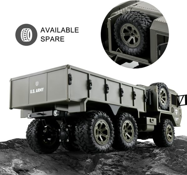 RC Military Truck 6x6 Off Road Military Armored Vehicle Tactical Truck 1/12 Remote Control Rock Crawler Army Transport Truck with Tent for All Terrain Electric Kids Toys Hobby - Image 6