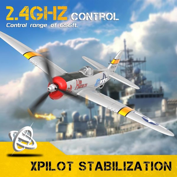 CKYSCHN RC Plane for Beginners, VOLANTEXRC 4 Channel P-47 RC Airplanes, Remote Control Airplanes for Adults, Hobby RC Airplanes with Xpilot System, One Key Aerobatic Planes - Image 5