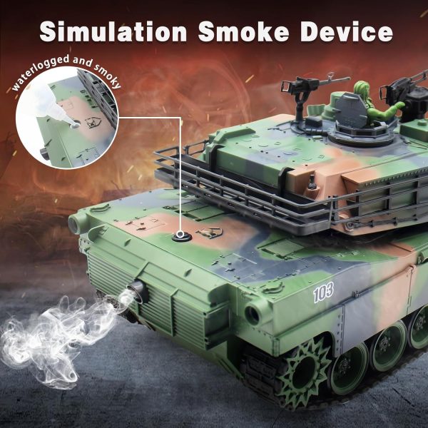 RC Tank, 1:18 Remote Control Tank M412 Model Toys, 15Ch Battle Army Tank w/Light Smoke, Sound, Military RC Vehicle for Adult and Kid That Shoots BBS and Water Bombs - Image 7