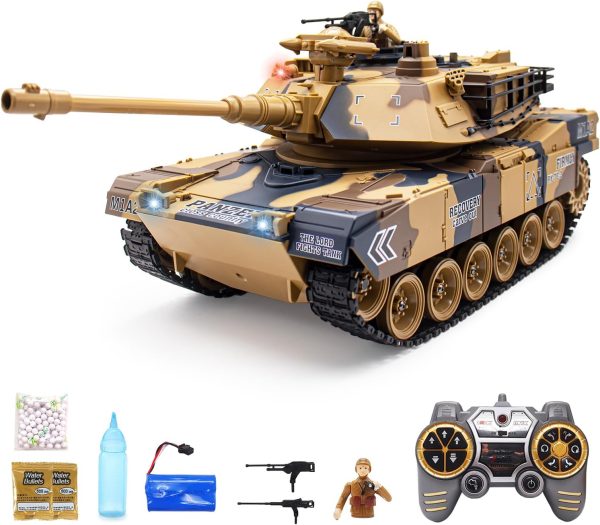 US-M1A2 RC Tank 1/18 Remote Control Tank That Shoots BBS, RC Tanks 23 Channel Full Function with Rotating Turret Lights, Sound, Smoke, RC Military Vehicles Toys for Kids & Adults - Image 2