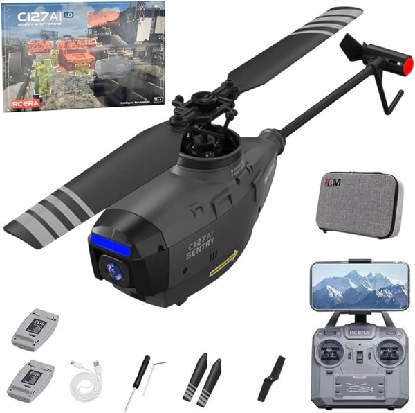 C127AI Scout RC Helicopter with 1080P Camera, 4CH AI Intelligent Remote Control Helicopter with 6-Axis Gyro One Key Take Off/Landing Optical Flow Positioning - Image 2