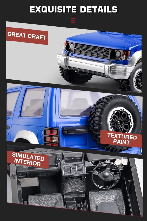 1/14 Scale RC Crawler, LDRC LD1297 RTR RC Truck 4x4 Off Road Vehicles 2.4GHz RC Rock Crawler Car with LED Lights, 280 Motor and Servo for Adults Hobby Toys (Blue) - Image 5