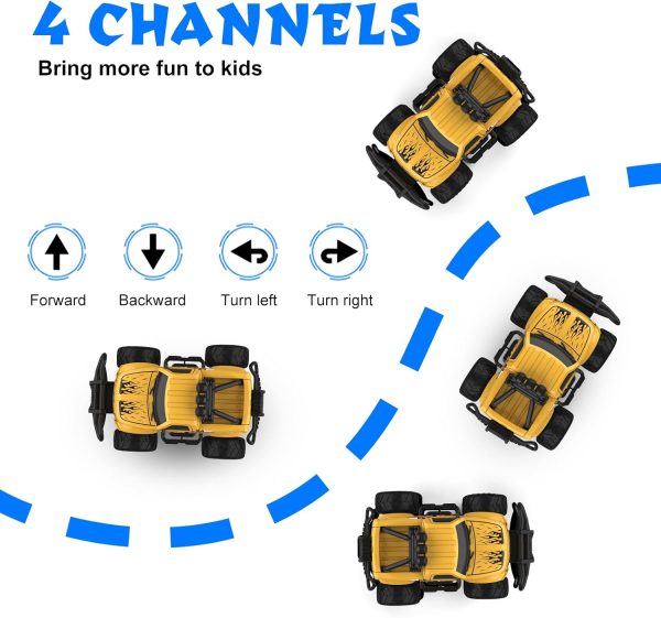 Remote Control Car for Boys 4-7, 1:43 Scale Mini RC Car for Kids 3-5, Car Toys Truck Xmas Birthday Gifts for Toddlers 3 4 5 6 7 Year Old Boys (Yellow) - Image 6