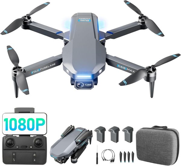 Brushless Motor Drone with Dual Camera for Kid, Long Range FPV Video RC Drone with Optical Positioning,2.4G Transmission,110°FOV 90°Adjustable Lens,3 Batteries, Beginners, Under 249G (Grey) - Image 2