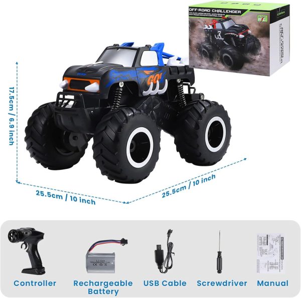 PIKARO Remote Control Car 1:16 All Terrain Off-Road RC Car 2.4Ghz 4WD Waterproof Remote Control Monster Truck 360° Rotating Amphibious RC Truck Kids Pool Toys Gifts for Boys Girls Ages 4-8-12 - Image 8