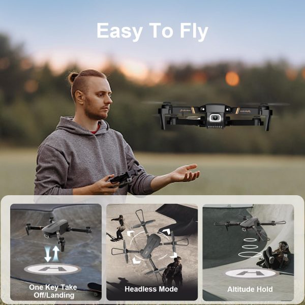 4DV4 Drone with 1080P Camera for Adults Kids,FPV HD Live Video RC Quadcopter Helicopter Toys Gifts,Altitude Hold, Waypoints,3D Flip,Headless Mode,2 Batteries,Carrying Case,Black - Image 4