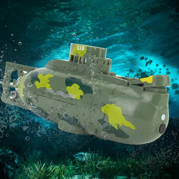 Naroote Mini RC Submarine Toy, Remote Control Submarine, Mini Simulation Military Remote Control 6 Channel Submarine Toy Model (Green) - Image 8