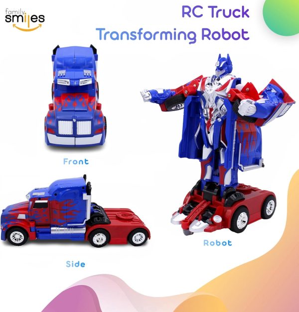 Kids Transforming Robot RC Truck Toys for Boys 8-13 Remote Control Car Gift Blue - Image 4