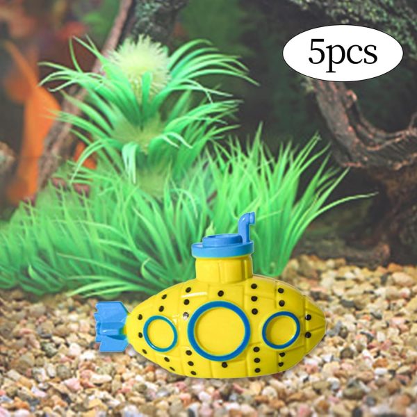 5 Pieces Mini Submarine Fish Tank Ornament 2x1.3inch for Aquarium Landscape Lightweight PVC Material Kids Toy, Yellow - Image 3