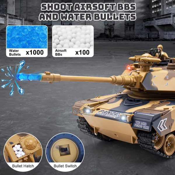 US-M1A2 RC Tank 1/18 Remote Control Tank That Shoots BBS, RC Tanks 23 Channel Full Function with Rotating Turret Lights, Sound, Smoke, RC Military Vehicles Toys for Kids & Adults - Image 6