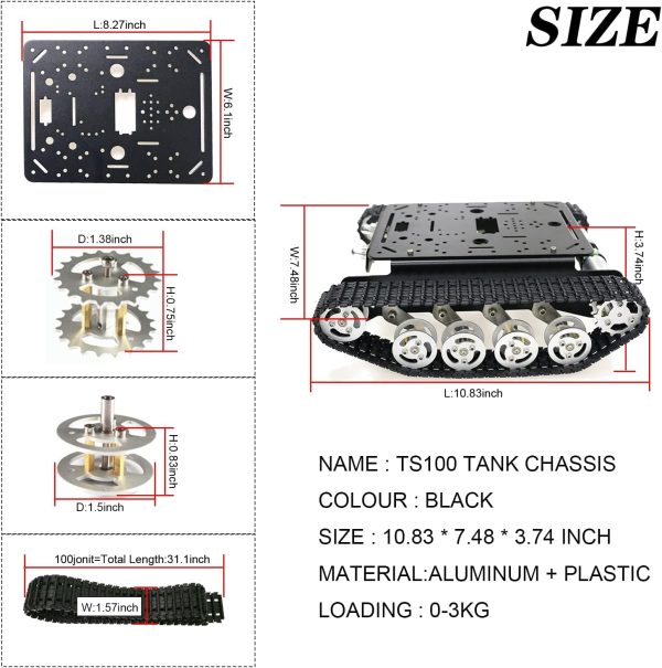 Professional Smart Shock Absorbing Robot Tank Car Chassis Kit with 2pcs DC Motors, Remote Control STEAM Robotic Platform Model for Obstacle Avoidance for Arduino Raspberry Pi DIY STM32 Microbit Python - Image 3