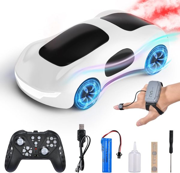 RC Drift Car,2.4Ghz Remote Control Car Kids Toys with LED Lights & Sound & Double Spray Effects 360° Rotating Hobby RC Stunt Car for Boys Girls Racing Christmas Birthday Gifts (White) - Image 2