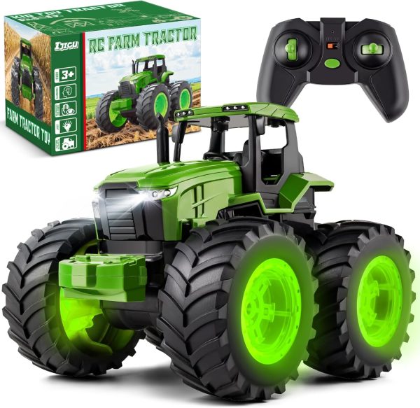 Remote Control Tractor Toys, Light Up Farm Monster Trucks Toy for Boys 3, 4, 5, 6, 7 Year Old, 2.4 Ghz RC Tractor Toys, Ideal Christmas, Birthday Gifts for Kids - Image 2