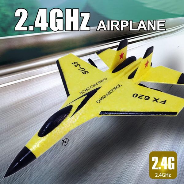 GoolRC FX620 RC Airplane, 2.4GHz Remote Control Airplane, 2 Channel RC Plane, SU-35 RC Glider EPP Aircraft Model with 3-Axis Gyro, Outdoor Flight Toys for Kids and Adults with 2 Battery (Yellow) - Image 3