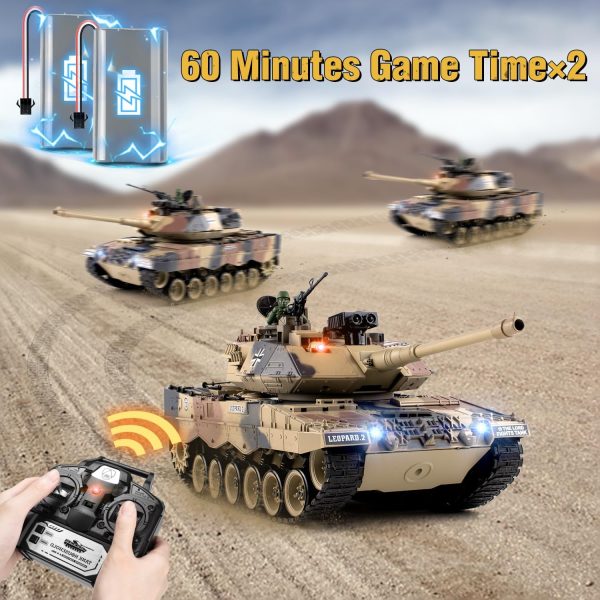 1:18 RC Tank, 2.4Ghz German Leopard II Remote Control Model Toys, RC Vehicle Tank That Shoots BBS and Water Bombs for Adults and Kids, Military Army Toys with Smoke, Lights, Sound and Recoil - Image 7