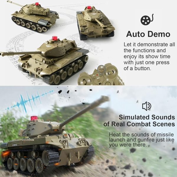 OBEST Remote Control Tank Toy, 1/30 Scale Tank Model, Programmable RC Tanks with Realistic Sounds, M41A3 American Army Battle Tank, RC Military All Terrain Off-Road Vehicles, Army Toys for Boys 8-12 - Image 6