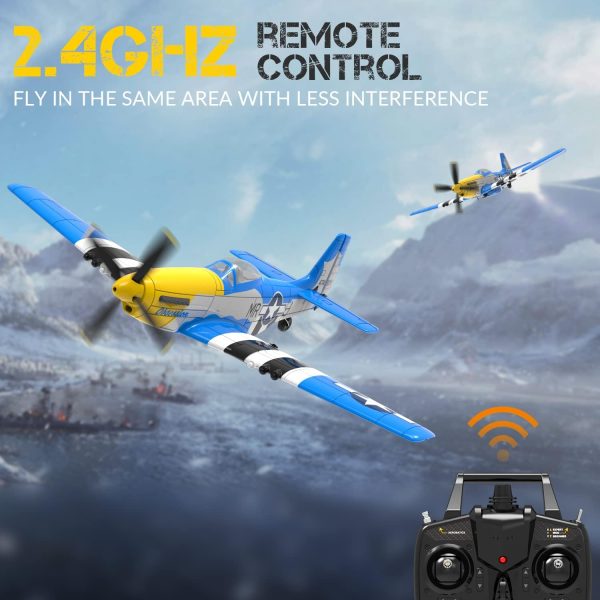 RC Plane RTF 4 Channel Remote Control Airplane with 3 Modes - Ready to Fly Upgrade P51 Mustang RC Airplane for Beginners Adult with Xpilot Stabilization System & One Key Aerobatic - Image 3