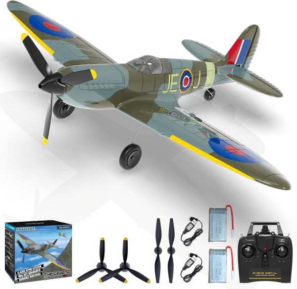 CKYSCHN RC Plane 4 Channel, VOLANTEXRC Spitfire V2 RC Airplanes, Remote Control Planes for Beginners Adults with Xpilot Stabilization System, One Key Aerobatic, Ready to Fly - Image 2