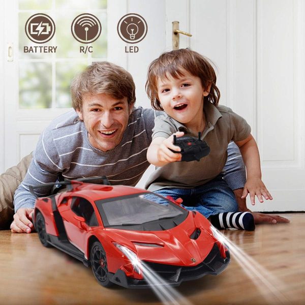 QUN FENG Remote Control RC CAR Racing Cars Compatible with Lamborghini Veneno Officially Licensed 1:24 Toy RC Cars Model Vehicle for Boys 6,7,8 Years Old,red - Image 4