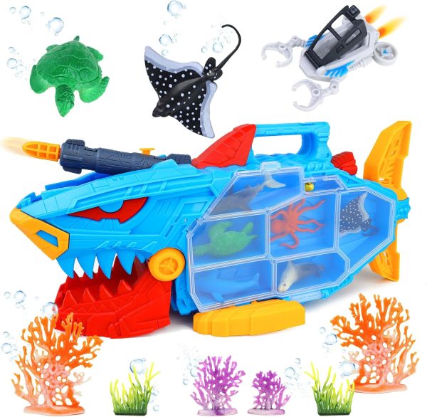 CORPER TOYS Shark Submarine Toys for Kids with Sea Animals and Vehicle Storage Carrier Toy Playset for Boys Toddler Gift for Birthday Christmas - Image 2