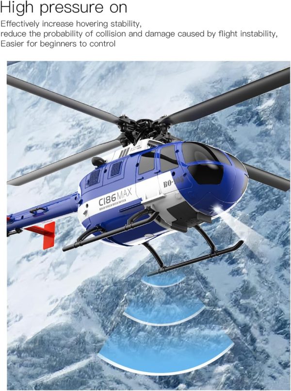 C186max Remote Control Helicopter New Upgrades 6-axis Gyroscope 2.4G 4CH Single Propeller Aileron Free RC Helicopter with Optical Flow Positioning Low Voltage Alarm One Click Function (3 Battery) - Image 6