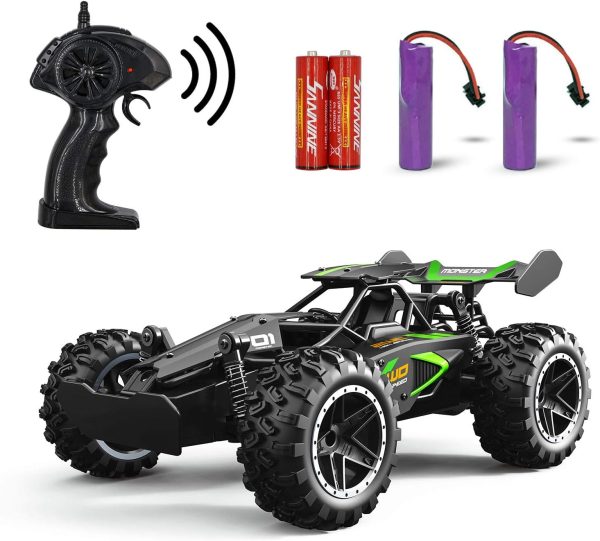 DoDoMagxanadu Remote Control Car, RC Cars for Boys Age 8-12, Toys Cars for Boys Age 4-7, 1:18 2.4Ghz Monster RC Truck Toys for Girls, Off Road RC Crawler Stocking Stuffers for Kids(Black Green) - Image 2