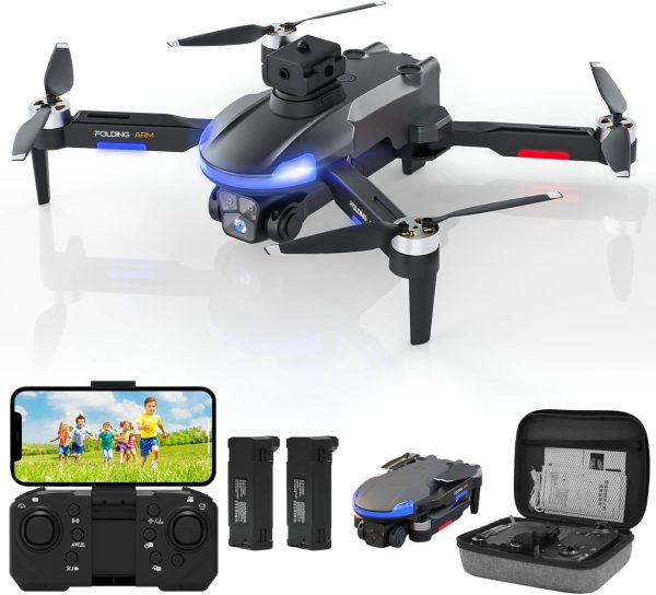 Drone with Camera for Kids, 1080P HD FPV Foldable Drones for Beginners, Brushless Motor Drone with Carrying Case, Long Flight Time, One Key Take Off/Land, Altitude Hold, 360° Flip, Obstacle Avoidance - Image 2