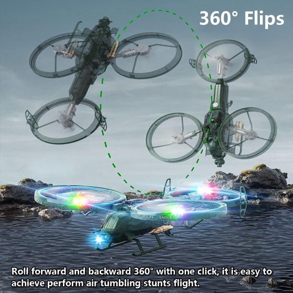 GoolRC RC Plane RC Drone, 6 Channel Remote Control Airplane, 6 Axis Gyro RC Helicopter, 2.4GHz RC Aircraft Fighter with 3D Flips, Circle Flight, Headless Mode, Auto Hover, LED Lights and 2 Battery - Image 4