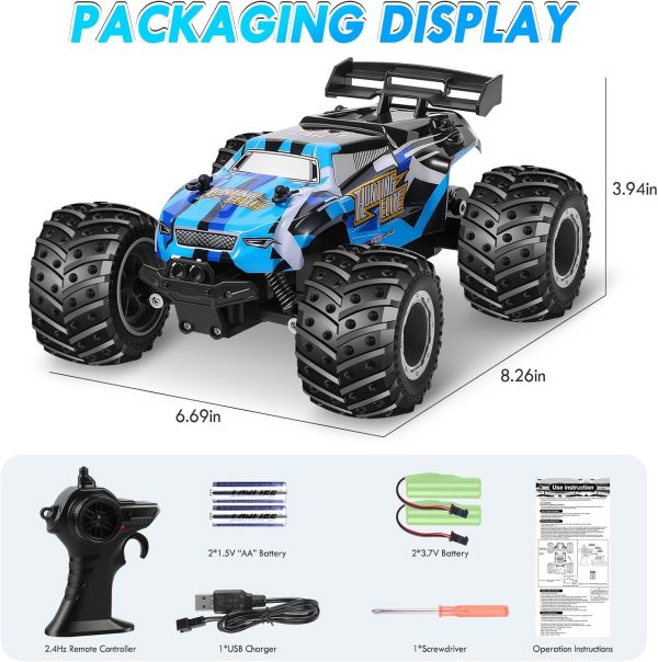 Remote Control Car, Remote Control Truck, 2.4Ghz All Terrain Off-Road Monster Truck, 20 KM/H Rc Cars with LED Bodylight and 2 Rechargeable Batteries Toys for Boys - Image 9