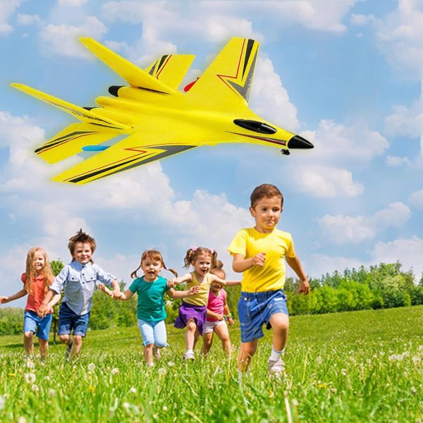 RC Airplane,Remote Control Airplanes for Kids 12 Years and up, 2 Channels Foam RC Plane Wireless Toy with 3 Batteries Easy to Fly for Adults Kids Beginners Boys (Yellow) - Image 4