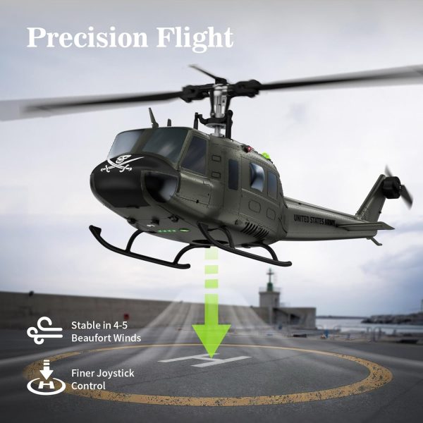 Carmanon Ultra-high Simulated RC Helicopter - 27:1 Scale Model Collectable Remote Control Helicopter with Auto-Hover for Adults, Beginners, Bell UH-1D - Image 6