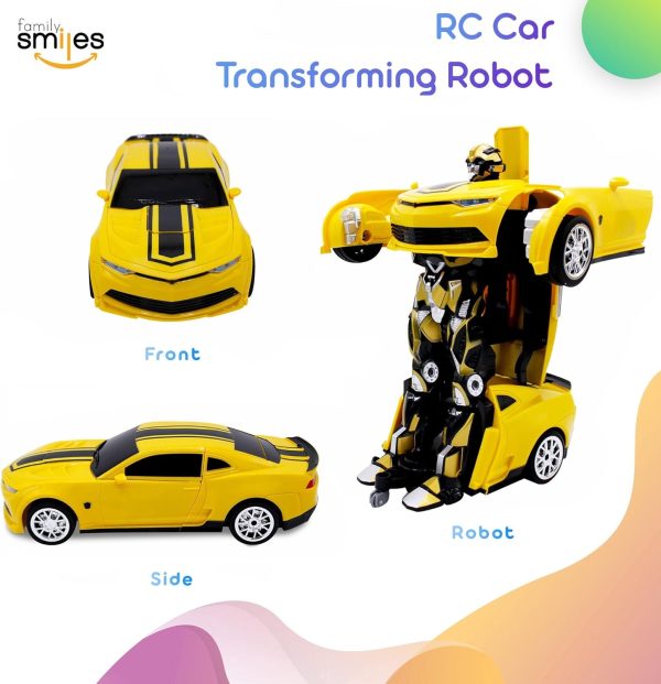 Kids Transforming Robot RC Car Toys for Boys 8-13 Remote Control Gift Yellow - Image 4