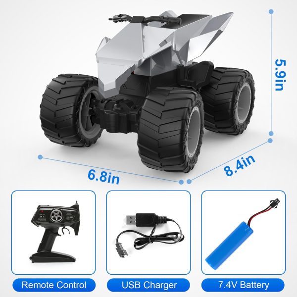 Remote Control Car for Kids, 1:14 RC Cybertruck Motorcycle,All-Terrain Rc Truck Motorbike for Boys and Girls Age 3+ - Image 5