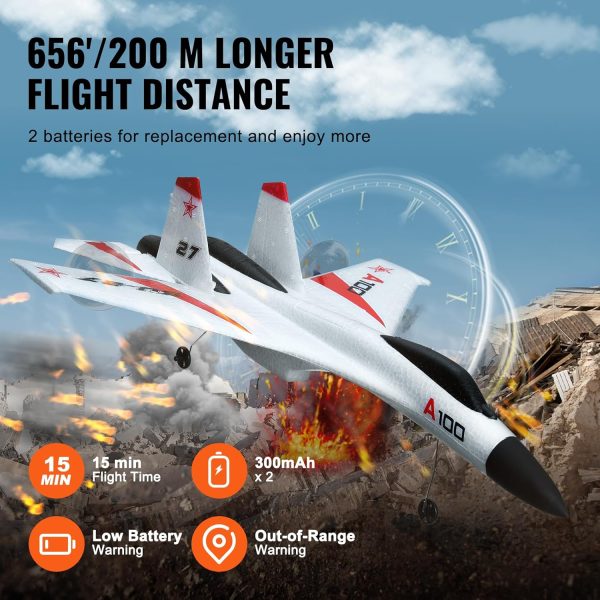 VEVOR RC Plane, 2.4GHZ 4 Channel RC Airplane with 6-Axis Gyro Stabilizer&2 Batteries, Ready to Fly SU-27 Fighter Aircraft Plane Toy for Adults Kids Beginners Boys Birthday/Xmas Child Gift - Image 6