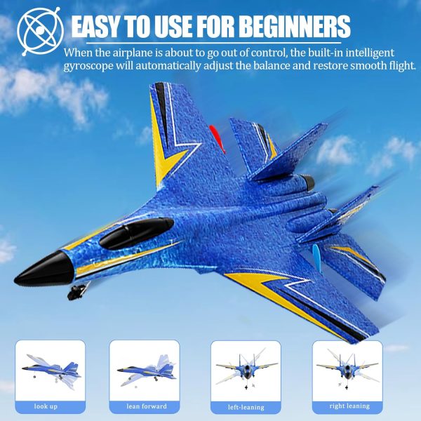 Remote Control Airplane for Kids, 2 Channels RC Planes Wireless Toy with 2 Batteries,2.4 GHZ Hobby RC Glider for Beginners（Blue） - Image 6