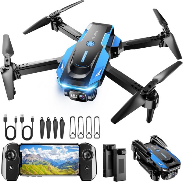 Drone with 1080P Camera - Foldable Remote Control Quadcopter with Voice Gesture Control, 3D Flip, One Key Start, Emergency Stop, 2 Batteries, Easier to use, Toy for Kids Adult Beginners - Image 2