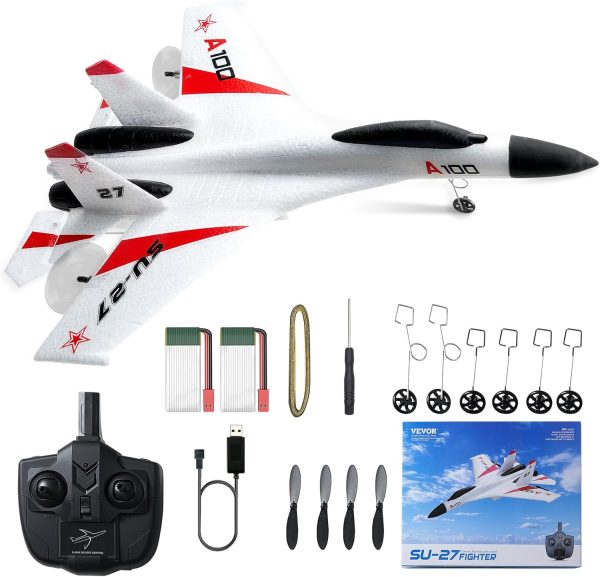 VEVOR RC Plane, 2.4GHZ 4 Channel RC Airplane with 6-Axis Gyro Stabilizer&2 Batteries, Ready to Fly SU-27 Fighter Aircraft Plane Toy for Adults Kids Beginners Boys Birthday/Xmas Child Gift - Image 2