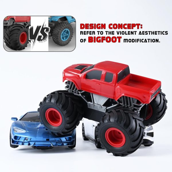 DOUBLE E Ford Amphibious RC Monster Trucks Waterproof Remote Control Car 4WD All Terrain Car for Kids 4-12,2.4Ghz RC Cars Pool Toys Gifts for Kids, Red - Image 3