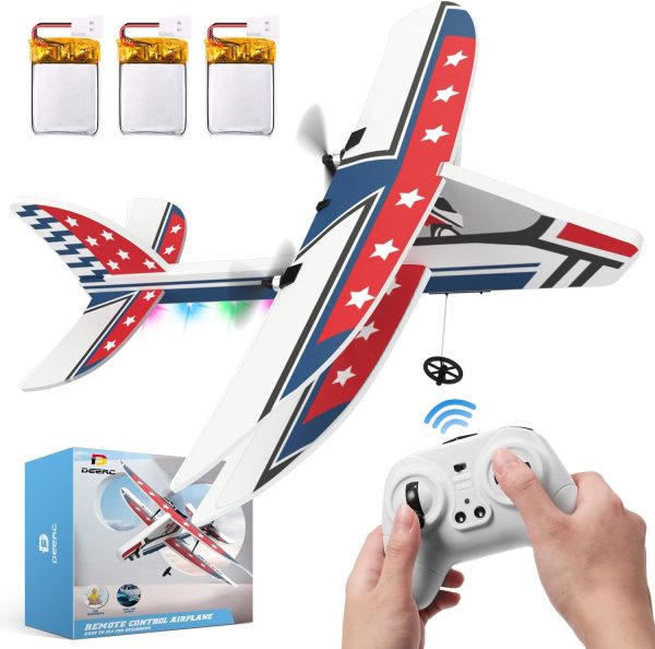 DEERC RC Plane, 2.4GHZ Remote Control Airplane W/ 3 Batteries & 6-axis Gyro Stabilizer, 2CH RTF RC Glider Toy for Beginners Kids Boys Girls Adults - Image 2