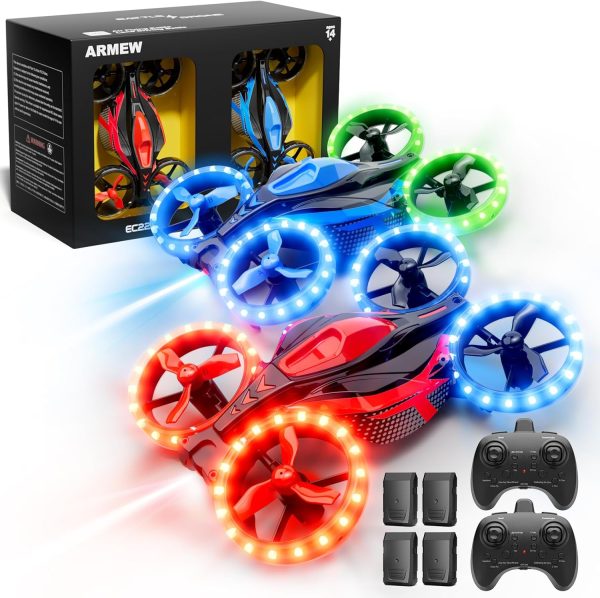 Drones for Kids, 3in1 Battle Drone with LED Lights, 3D Flip, Circle Fly, Altitude Hold, Remote Control Car Functions, Mini Drone for Boys Girls 4-8 6-12 Christmas and Birthday Gifts - Image 2