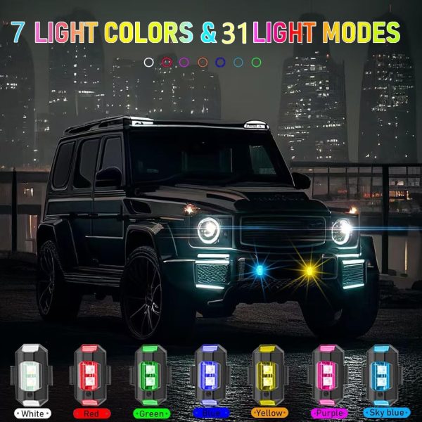 4Pcs LED Strobe Drone Light 7 Colors USB Charging Flying Anti-Collision Night Lights for Remote Control Drone,Motorcycle,Car,Bike,RC Car,RC Boat - Image 3