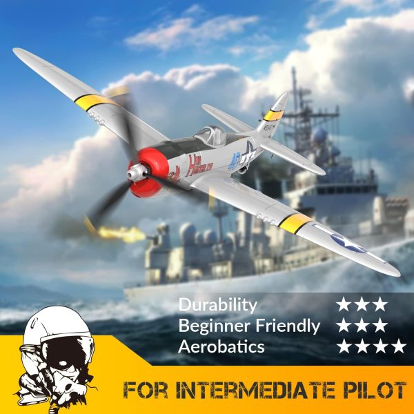 RC Plane 4 Channel Remote Control Airplane Ready to Fly P-47 6-Axis Gyro System One Key Aerobatic Aircraft with 2 Batteries for Beginners Adults Kids - Image 10