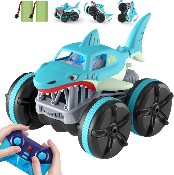 MaxTronic Remote Control Car Amphibious, 2.4 GHz 4WD 1:14 Scale All-Terrain Waterproof Remote Control Monster Truck, RC Boat Shark Car Toys for 3-12 Years Old Boys Girls - Image 2