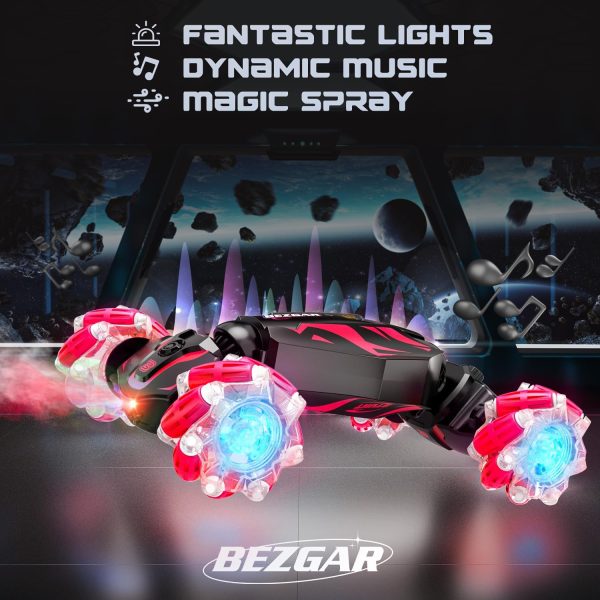 BEZGAR Gesture Sensing RC Stunt Car with Light & Music - 2.4Ghz Remote Control Twist Car with Sprayer, Hand Controlled RC Cars for Kids, Christmas Birthday Gifts, Toys for Boys & Girls - Image 4