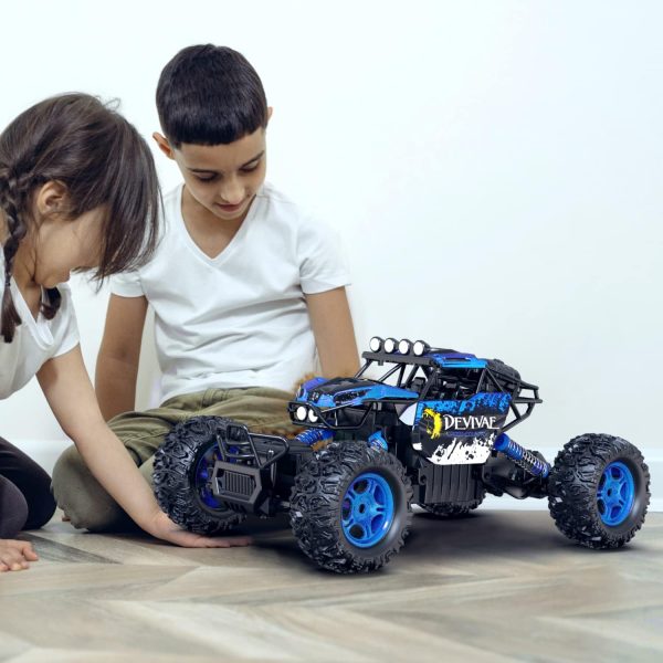 CROBOLL 1:12 Large Remote Control car for Boys Kids with Lifting Function,4WD RC Cars Electric Monster Truck Toy Gifts 4X4 Off-Road RC Rock Crawler 2.4GHz RC Truck with 2 Batteries(Blue) - Image 2