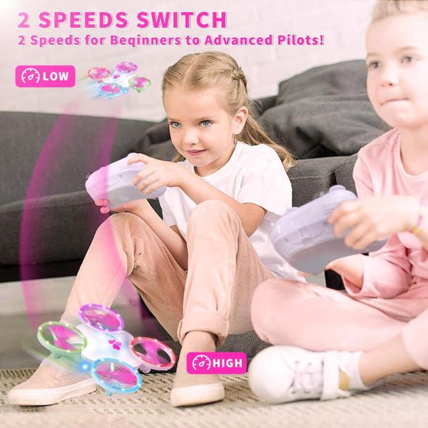 Mini Lucky Clover Drone for Kids and Adults Beginners, RC Drone Quadcopter Outdoor & Indoor Toys with 6 Mode Colorful Led and 2 Batteries, Best Gift for Birthday, Christmas, Saint Patrick, Valentine's Day（Pink） - Image 6