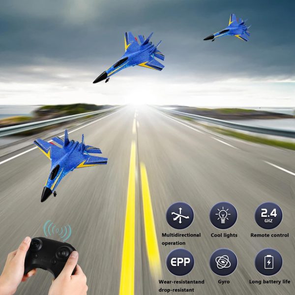 RC Airplane,Remote Control Airplanes for Kids 12 Years and up, 2 Channels Foam RC Plane Wireless Toy with 3 Batteries Easy to Fly for Adults Kids Beginners Boys(Blue) - Image 5