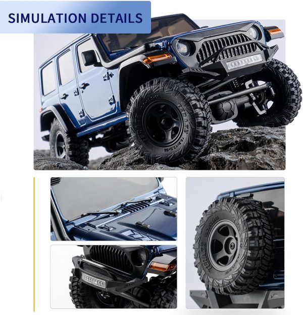 1/18 Thunder Storm RC Crawler, 4X4 Off Road RC Rock Crawler,Waterproof All Terrain RC Cars with 2S 380mah Battery, Charger for Adults, RTR (Blue) - Image 8